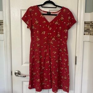 Rose colored floral ruched dress